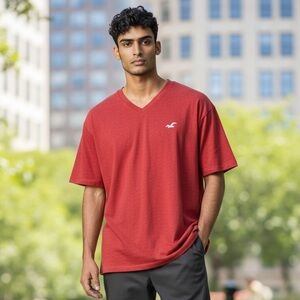 Hollister Men’s Orange Graphic Tee – Size Small, Soft Cotton